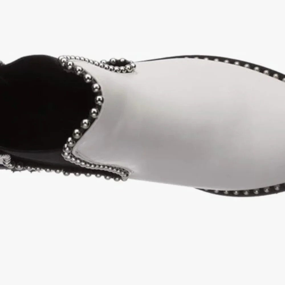 Seven Dials Shelley White Studded Chelsea Boots Size 9